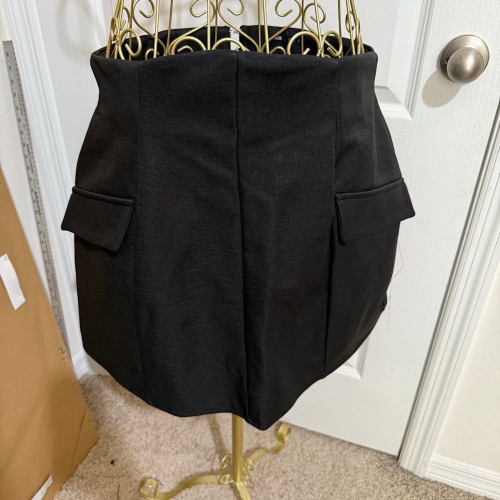 Women's ASOS LUXE Black Structured Mini Skirt US 10